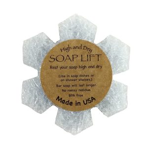 SoapLift Snowflake crystal corn bioplastic soap saver, ice-clear holiday draining soap dish, Made in USA
